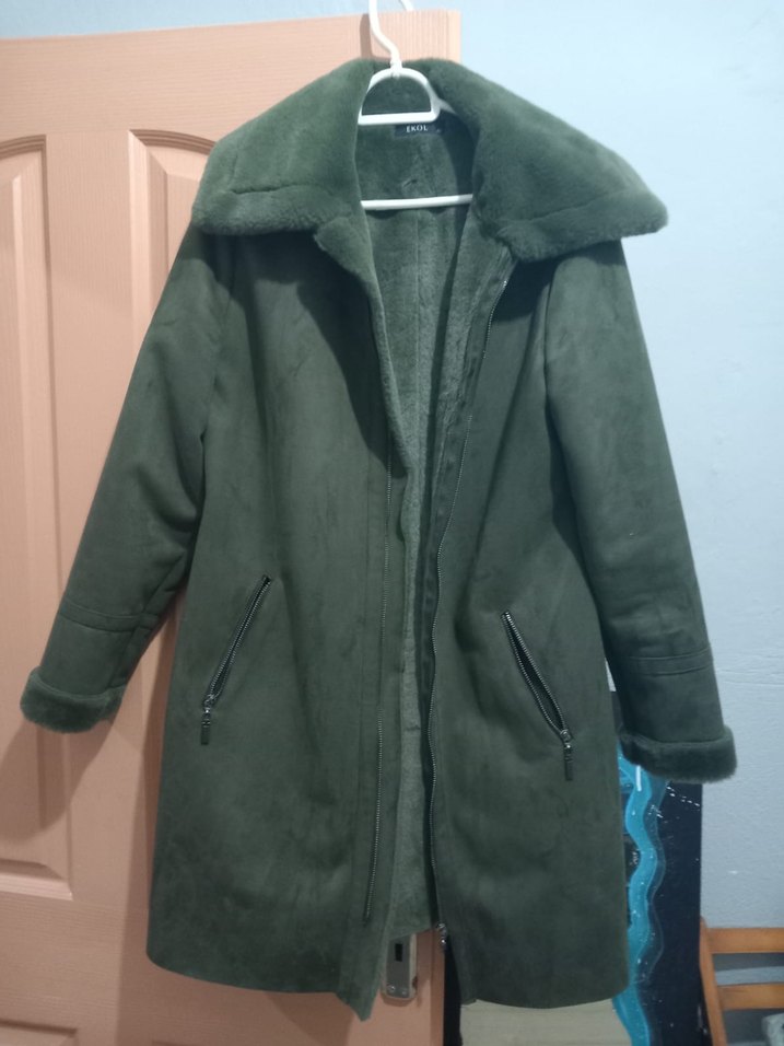 Kadın Uzun Süet Kürklü Kışlık Mont - Görsel 3