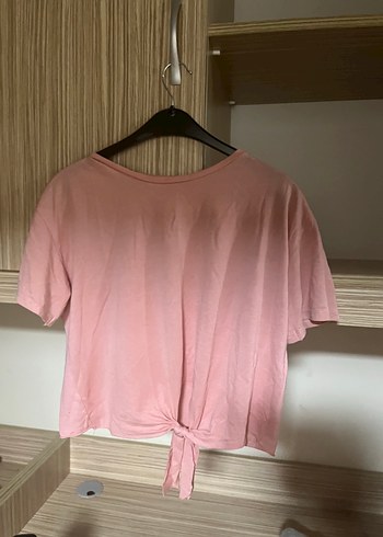 LC Waikiki Pembe Kısa Kollu Bağlamalı Mini Tişört