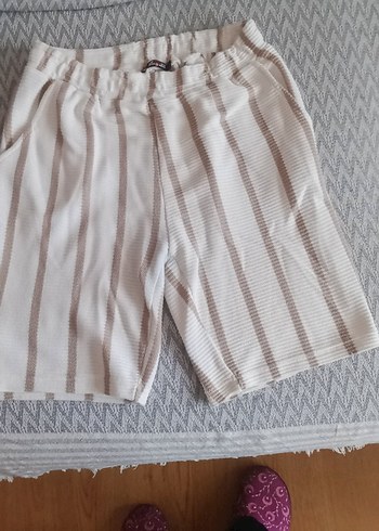 Bej Pamuklu Salaş Hamile Şortu - Görsel 3