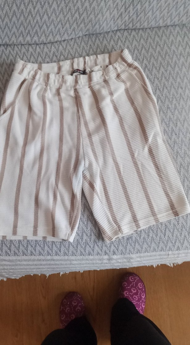 Bej Pamuklu Salaş Hamile Şortu - Görsel 3