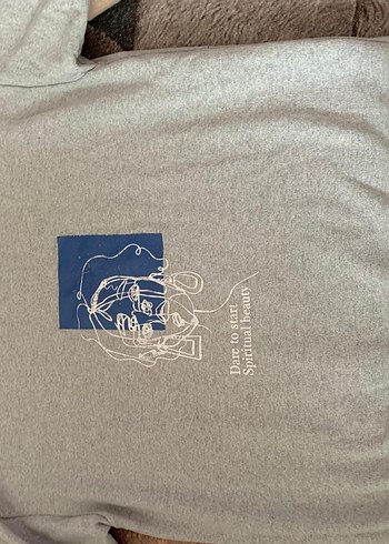 Gri Baskılı Hamile Tişörtü, Kısa Kollu, Salaş - Görsel 2