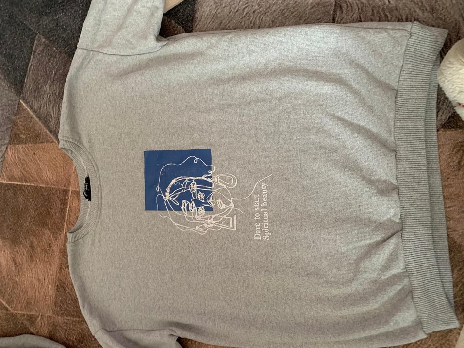 Gri Baskılı Hamile Tişörtü, Kısa Kollu, Salaş - Görsel 2