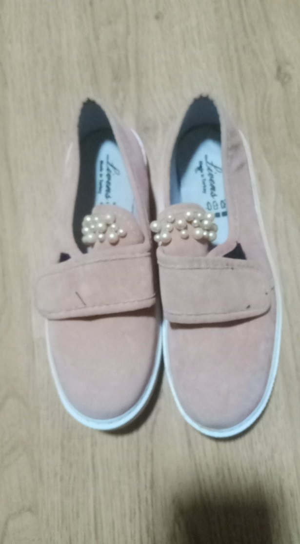 Bej Süet İnci Detaylı Kız Loafer Ayakkabı - Görsel 4