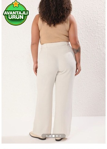 Trendyol & Milla Trendyolmilla Beyaz Geniş Paça Kumaş Pantolon (etiketli)