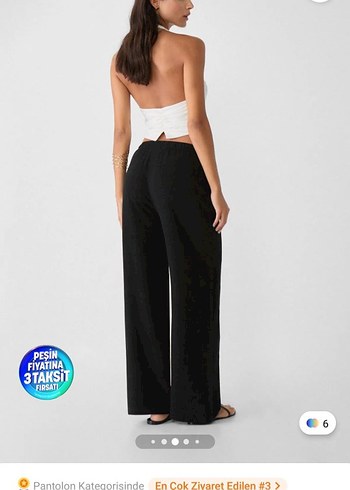Stradivarius Stradivarius Siyah Bol Kesim Keten Pantolon (etiketli)