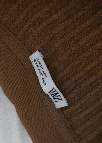 Zara Kahverengi Kısa Kollu Boğazlı Kadın Kazak