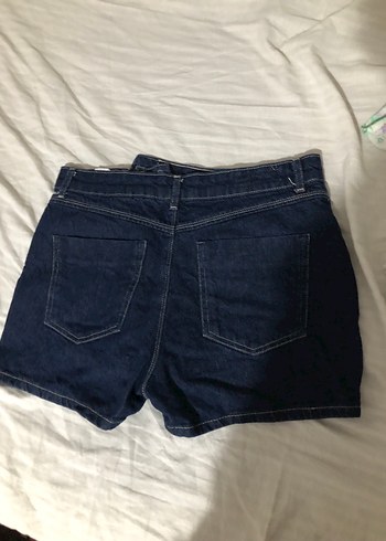 s Beden mavi Renk Düğmeli Koyu Mavi Mini Denim Şort