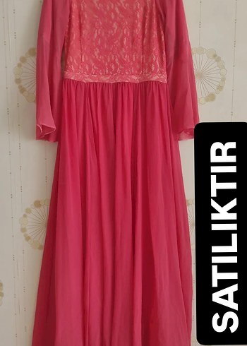 Pembe Uzun Kollu Drapeli Kadın Elbise