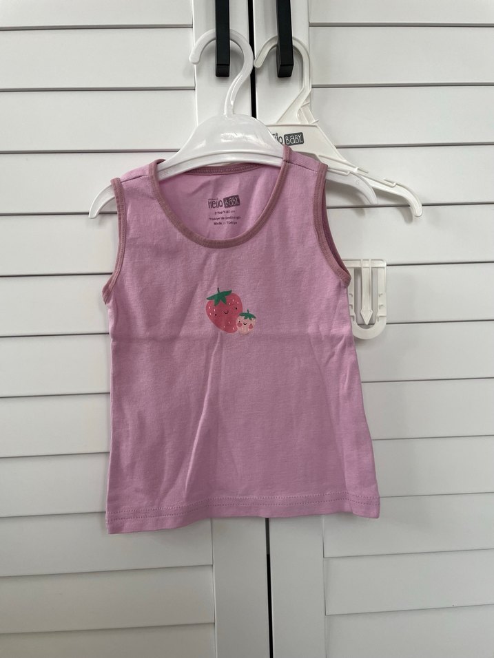 Kız Çocuk Kiraz Baskılı Pembe Atlet - Görsel 2