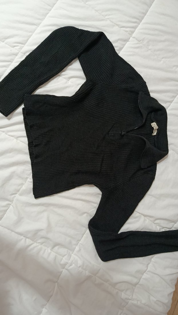 Siyah Yarım Fermuarlı Triko Kadın Kazak - Görsel 2