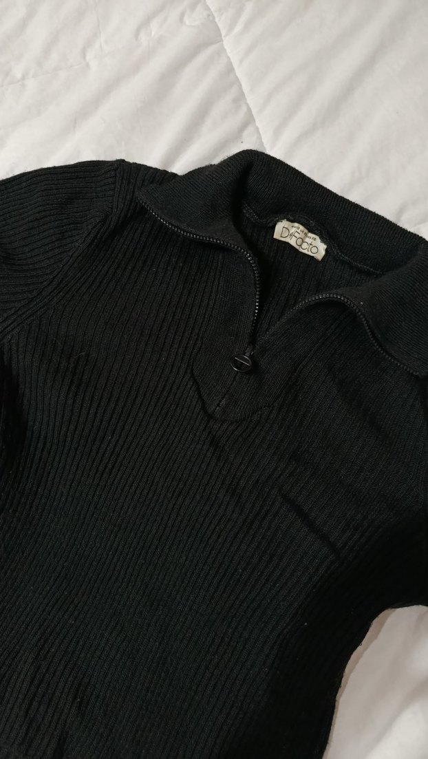 Siyah Yarım Fermuarlı Triko Kadın Kazak - Görsel 3