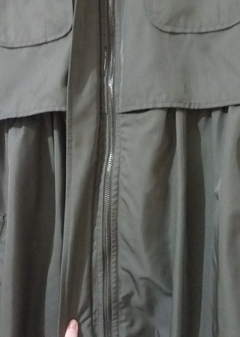 Kadın Haki Uzun arkasi lastikli Trençkot - Görsel 4