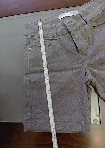 Gri Kadın Denim Mini Şort - Görsel 5