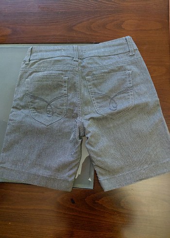 Gri Kadın Denim Mini Şort - Görsel 2