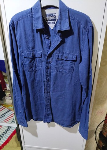 Lacivert Oversize Denim Erkek Gömlek