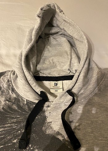 Gri Baskılı Kapüşonlu Sweatshirt  M Beden  Oversize Stil - Görsel 4