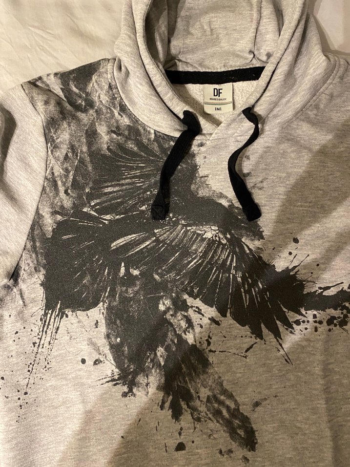 Gri Baskılı Kapüşonlu Sweatshirt  M Beden  Oversize Stil - Görsel 3