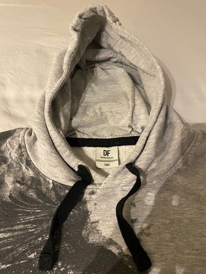 Gri Baskılı Kapüşonlu Sweatshirt  M Beden  Oversize Stil - Görsel 4