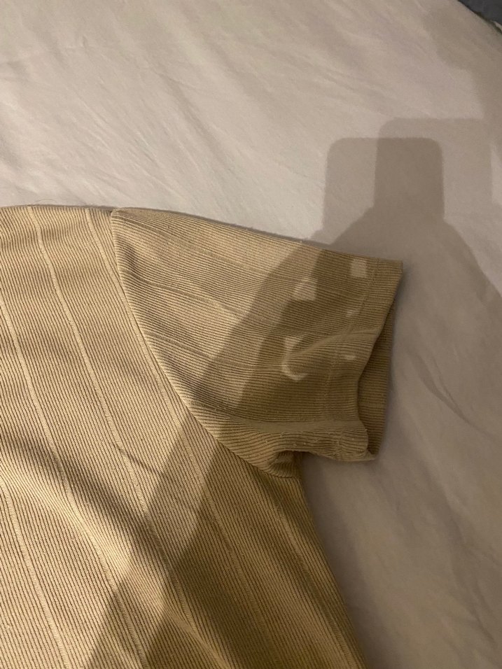 Bej Basic Fitilli Tişört  L Beden - Görsel 5