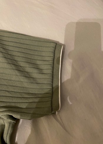 Haki Fitilli Kontrast Biyeli Tişört  L Beden - Görsel 5