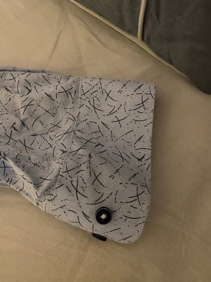 Açık Mavi Desenli Gömlek  XXL Beden  Günlük/Smart Casual - Görsel 5