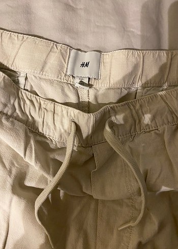 Bej Keten-Style Şort  L Beden  Cepli - Görsel 3