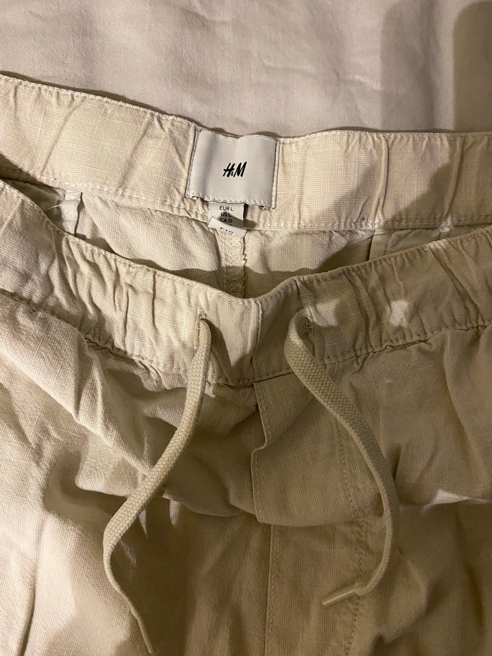 Bej Keten-Style Şort  L Beden  Cepli - Görsel 3