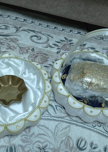 Parlak Beyaz Süslemeli Sepet - Görsel 2