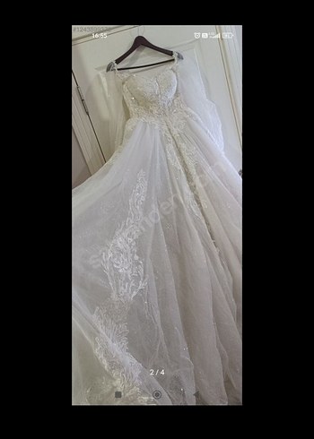 Beyaz Straplez A Kesim Vintage Gelinlik - Görsel 4