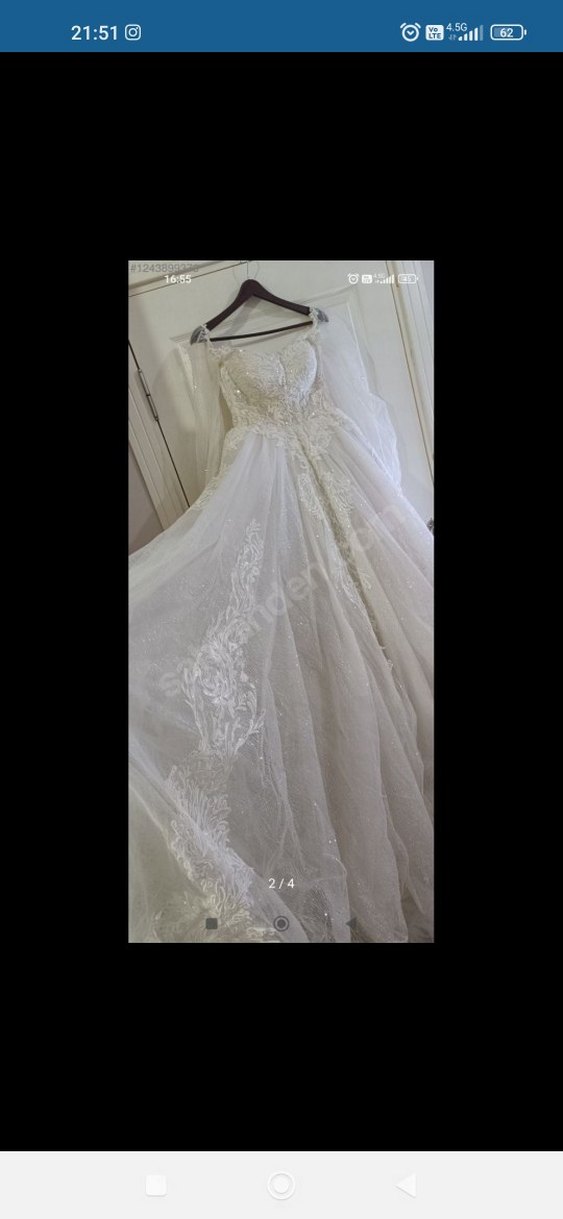 Beyaz Straplez A Kesim Vintage Gelinlik - Görsel 4