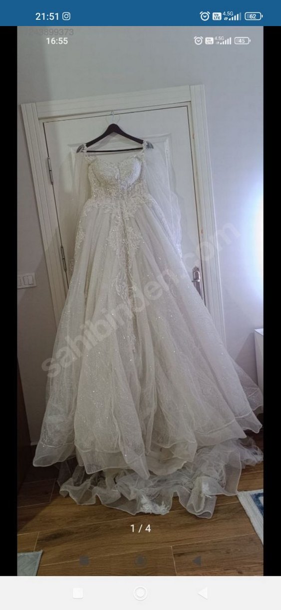 Beyaz Straplez A Kesim Vintage Gelinlik - Görsel 3