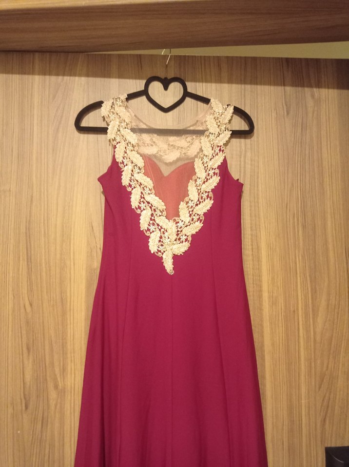 Dantel Detaylı Bordo Uzun Bohem Kadın Elbise - Görsel 2