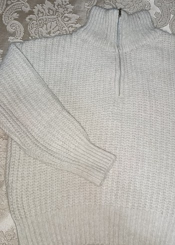 Fermuarlı Örgü Kadın Kazak - Görsel 5