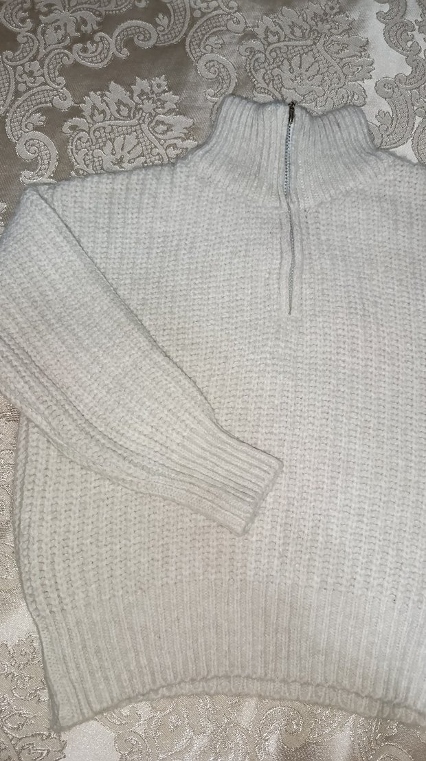 Fermuarlı Örgü Kadın Kazak - Görsel 5