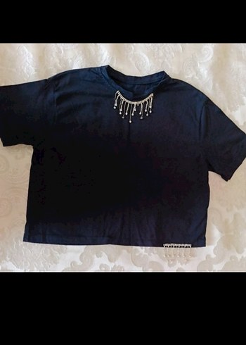 Siyah Crop Tişört - Görsel 3