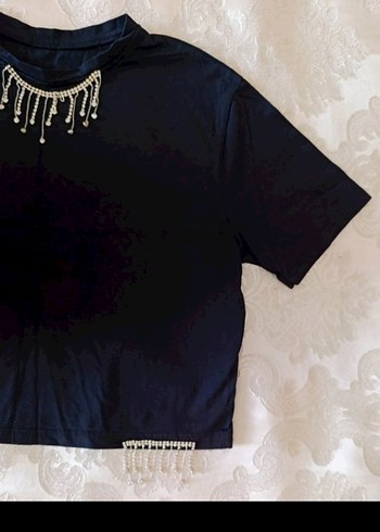 Siyah Crop Tişört - Görsel 2