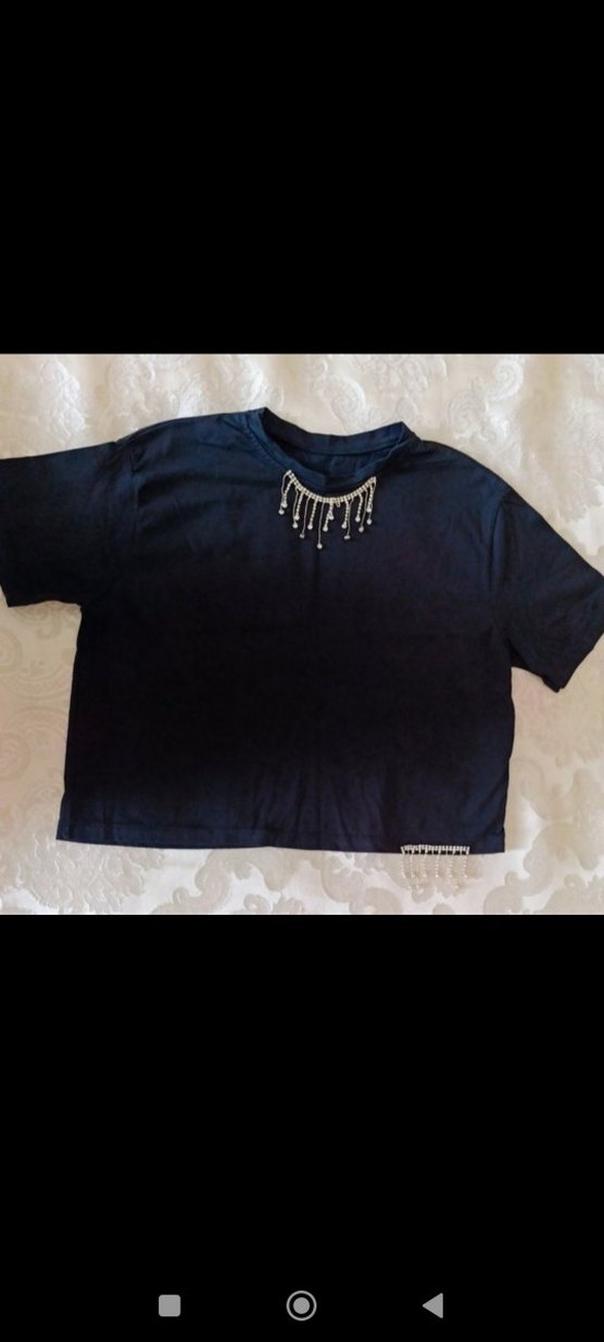 Siyah Crop Tişört - Görsel 3