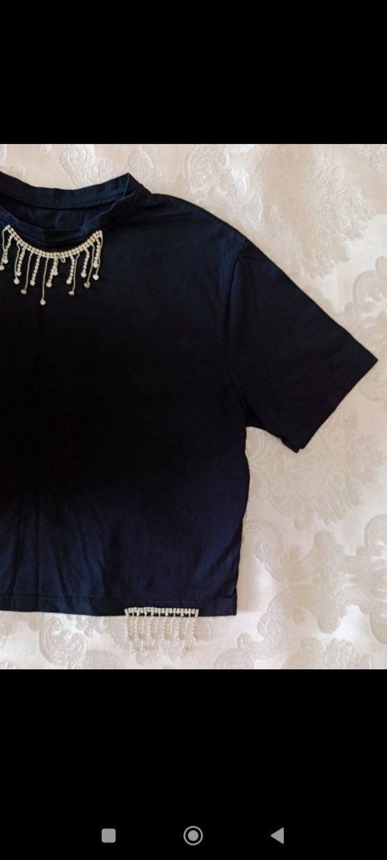 Siyah Crop Tişört - Görsel 2