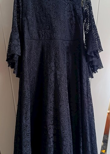 Dantel Detaylı Siyah İspanyol kol elbise - Görsel 9
