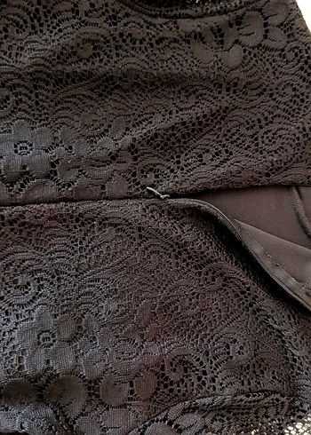 Dantel Detaylı Siyah İspanyol kol elbise - Görsel 10