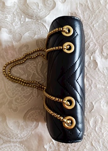 Siyah Deri Zincir Detaylı Kadın Çanta - Görsel 4