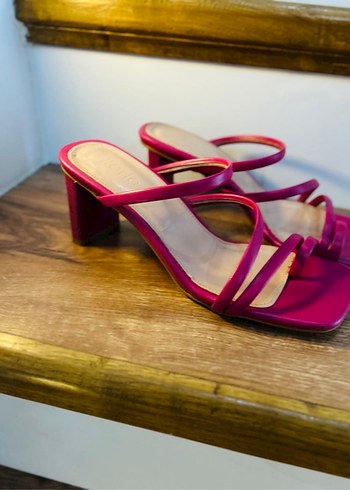 Pembe Topuklu Kadın Sandalet - Görsel 6