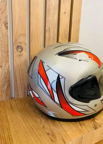 SAFEBET Baskılı Turuncu Gri Metal Motosiklet Kaskı - Görsel 2