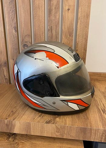 SAFEBET Baskılı Turuncu Gri Metal Motosiklet Kaskı - Görsel 3