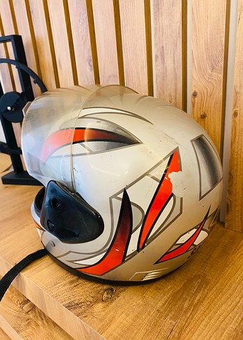 SAFEBET Baskılı Turuncu Gri Metal Motosiklet Kaskı - Görsel 4