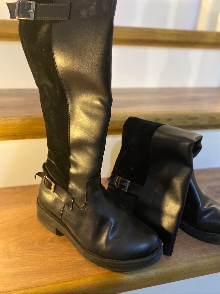 Kadın Siyah Deri Kemerli Çizme - Görsel 2