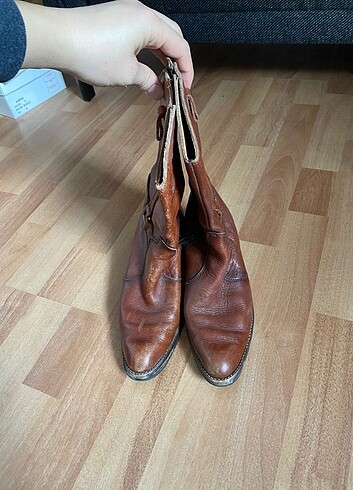 38 Beden kahverengi Renk Hakiki deri vintage kovboy çizme