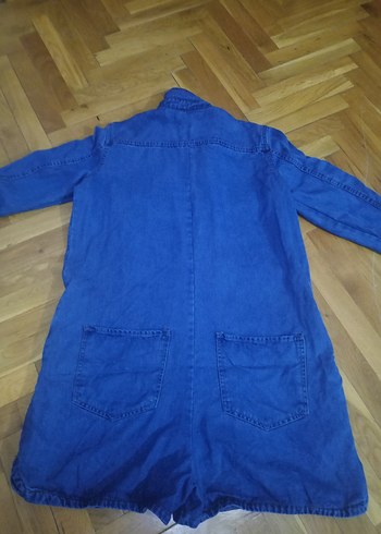 Düğmeli Koyu Mavi Kısa Denim tulum - Görsel 9