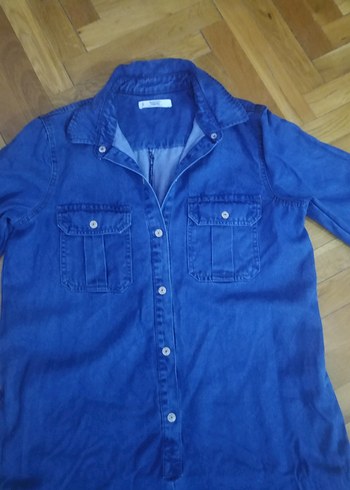 Düğmeli Koyu Mavi Kısa Denim tulum - Görsel 3