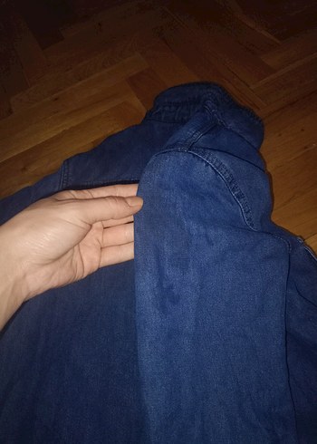 Düğmeli Koyu Mavi Kısa Denim tulum - Görsel 7